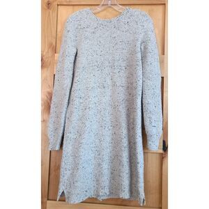 Madewell Merino Wool Blend Gray Sweater Dress MEDIUM Button Back Minimalist M